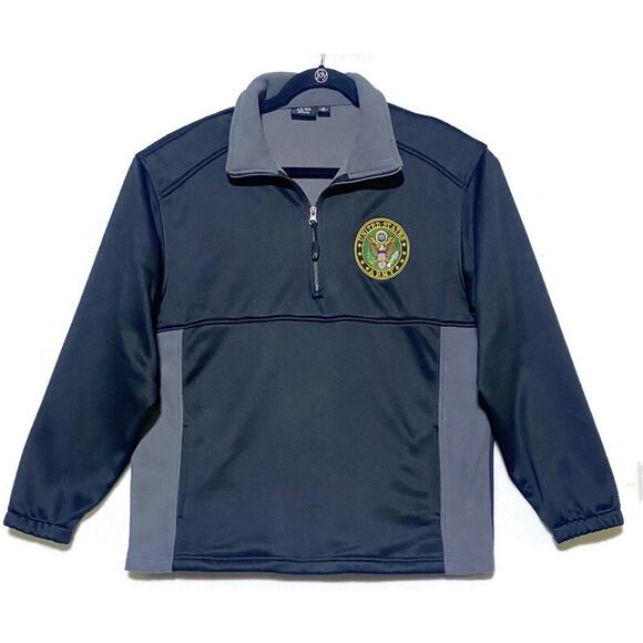 United States Army Pullover Sweater Men's Medium Quarter Zip Long Sleeve Black - Picture 1 of 7